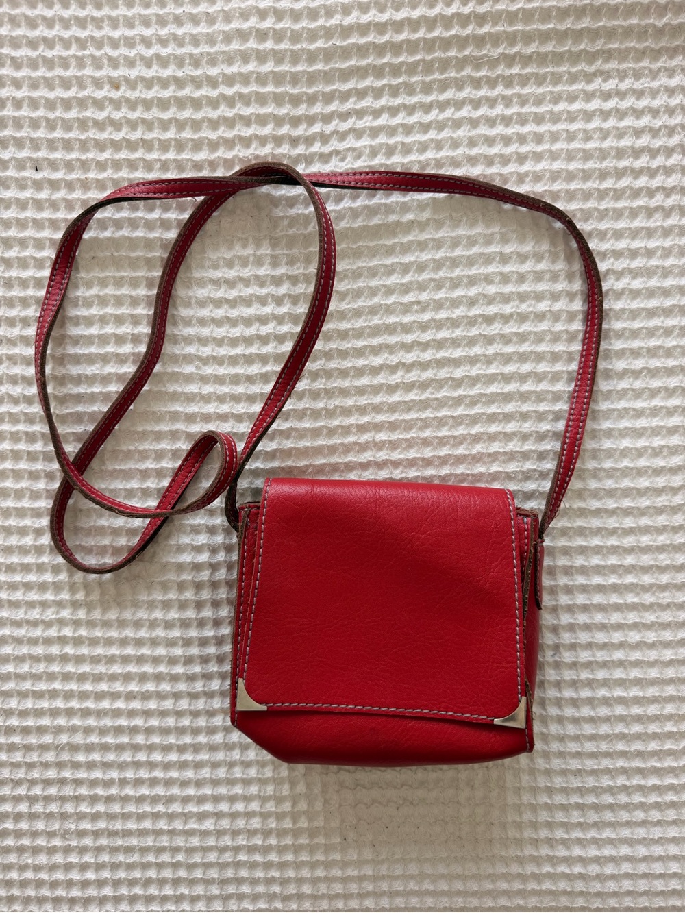 Kimchi Blue Red Mini Crossbody Bag with Silver-Tone Corners
